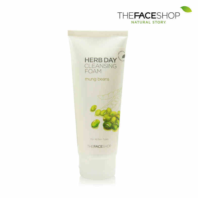 The Face Shop 洁面膏 草本绿豆泡沫洁面膏 洗面奶补水保湿正品