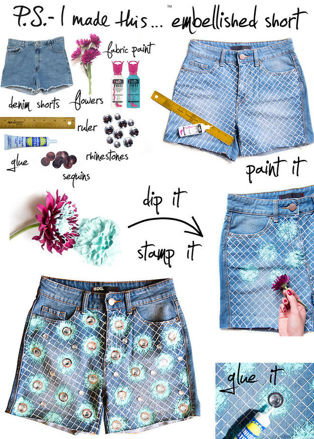 Flower Stamped Shorts