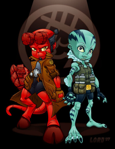 Lil Hellboy and Abe by lordmesa