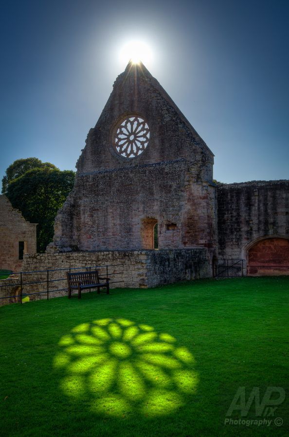 阳光反射mdryburgh修道院苏格兰边境苏格兰 Sunlit Reflection - Mdryburgh Abbey - Scottish Border - Scotland