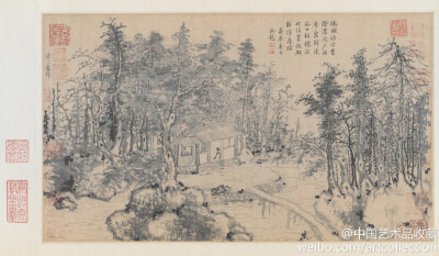 方从义《山水图》，26.5×45.3cm。北京故宫博物院藏。