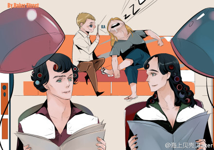 【#Sherlock&amp;amp;LOKI#】哟 ！这么巧， 你今天也来烫头啊 ！ 烫大卷还是小卷啊？#请忽略身后的抠脚大汉...#