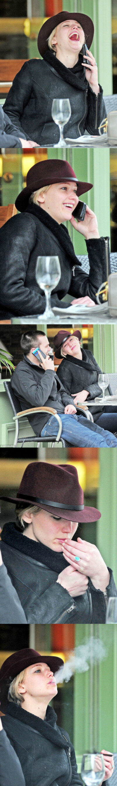 大表姐Jennifer Lawrence和尼子Nicholas Hoult昨天在伦敦街头大方秀恩爱超清组图！私底下的大表姐也是这么傻里傻气，笑的都快岔气了