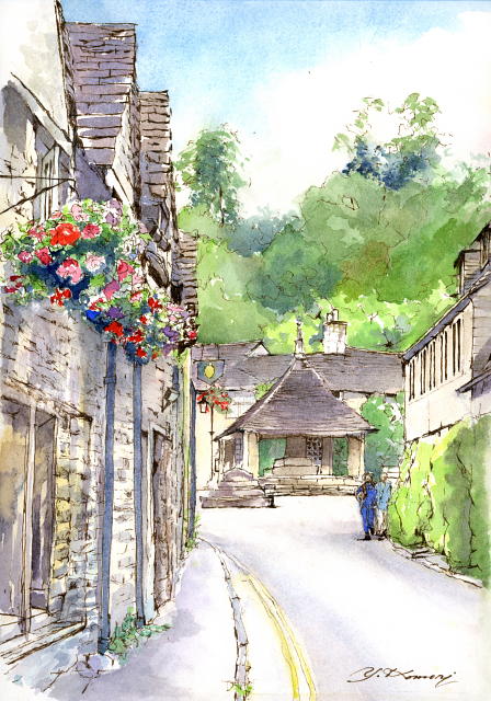 Market Cross (Castle Combe COTSWOLDS U.K.） ブランケットがいた村