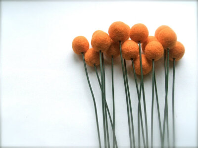 Wool Pom Pom flowers - felt flowers- handmade- home decor - Billy Balls