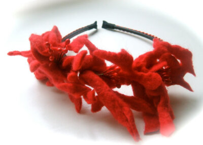 Felt headband - Handmade - Floral accessories - Wool accessories