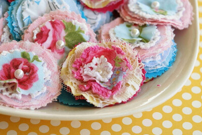 Vintage fabric flowers