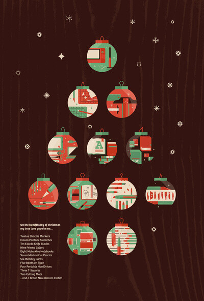 The Twelve Days of a Designers Christmas Art Print