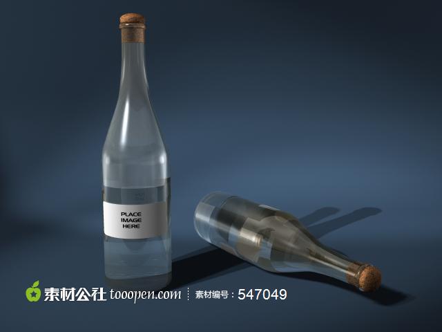 木塞口玻璃酒瓶洋酒瓶模型效果图