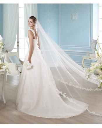 Robe de mariée 2014 organza application col coeur bretelles