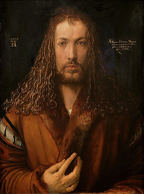 自畫像 Self-Portrait at 28作 者：杜勒 Durer Albrecht館 藏 處：德國慕尼黑新皮納克提美術館 Neue Pinakothek, Munich