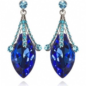 blue crystal drop earrings