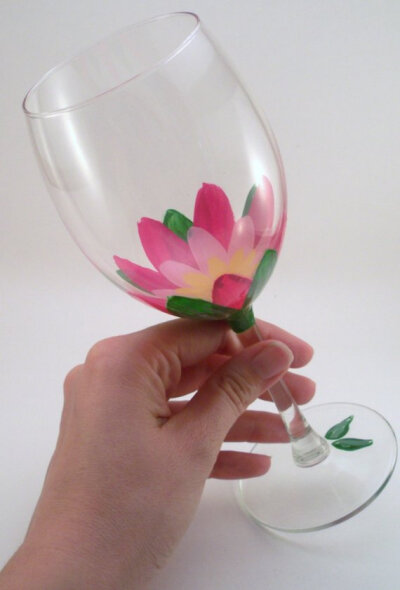 lower Hand painted wine glasses