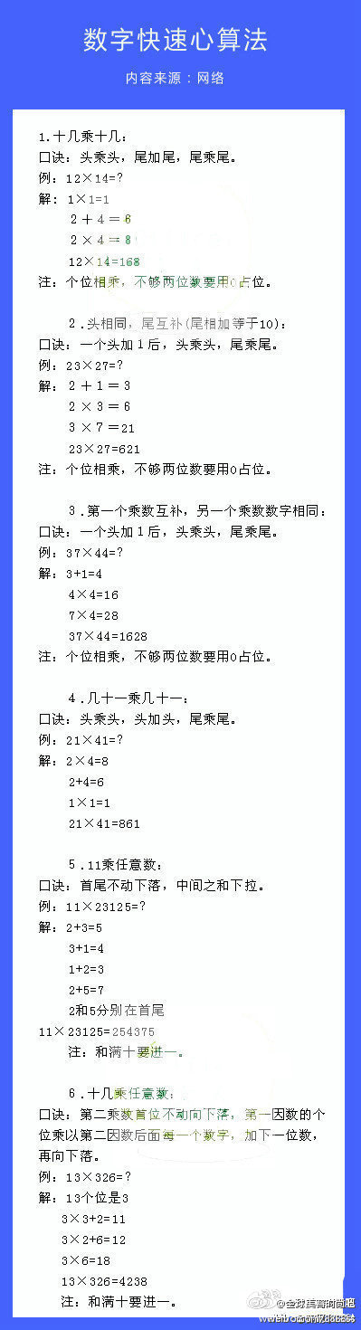 【数字快速心算法】是不是非常好佩服心算超厉害的人！快学一学吧