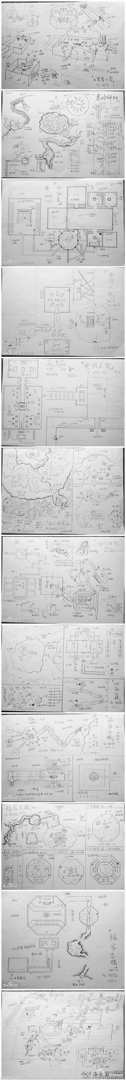 【盗墓地图】上海财经大学90后大学生，根据南派三叔原小说《盗墓笔记》的描写，绘制盗墓笔记全套地图，真实还原了书中的盗墓空间和场景，精细制图让网友叹为观止，骨灰级发烧友称之为神作，连建筑系学生都赞不绝口！“盗墓迷”们快来收福利吧！（via：邵宇宸Derik）