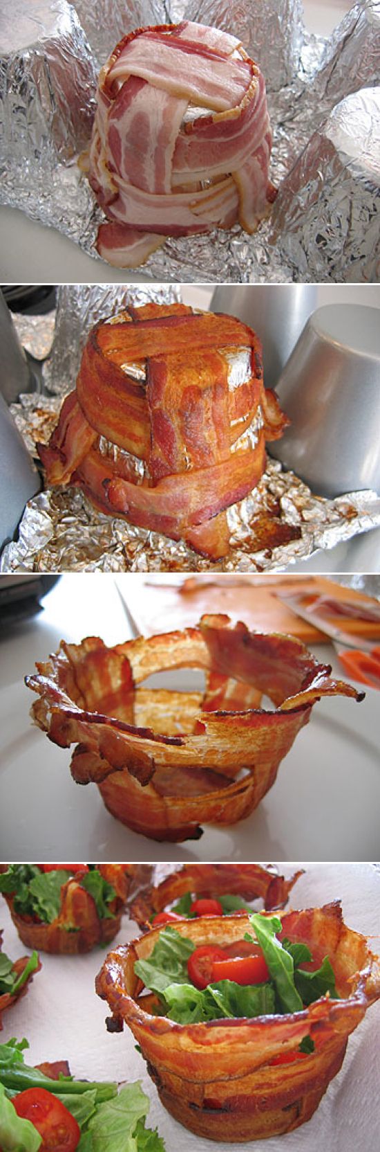 Bacon Cups for salad or mashed potatoes.. Yum!