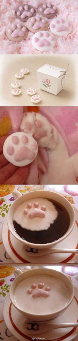 Japanese product...marshmallow around sugar paw print...marshmallow melts in hot beverage and sugar floats...very cute