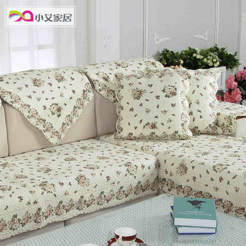 小艾田园皮沙发垫布艺时尚欧式纯棉罩沙发巾沙发坐垫防滑沙发套