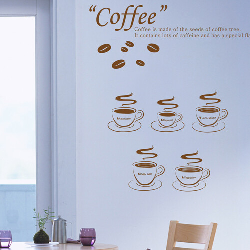 coffee time wall sticker 餐厅咖啡屋橱窗装饰背景墙 雅风墙贴纸