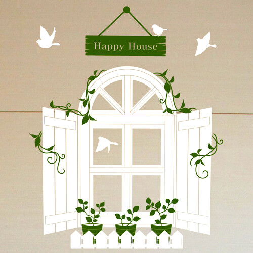 happy house 假窗户卫生间客厅餐厅电视背景墙创意贴纸 雅风墙贴