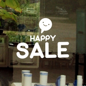 happy sale 店铺橱窗促销展示贴纸 服装店鞋店卡通标志 雅风墙贴