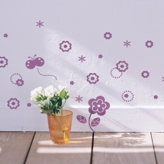 浪漫满屋花蝴蝶装饰贴纸 cozy flower wall sticker 韩版雅风墙贴