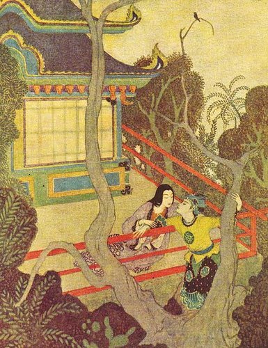 Edmund Dulac—生在法国，魂死东方 | 这是个以为童话，传奇配图出名的法国插画家，作品带有浓厚的东方情调，从阿拉伯世界一直飞跃到古老的中国。他也画欧洲故事，用色深沉，线条慵懒，总有一种中世纪黑暗的甜蜜气氛…