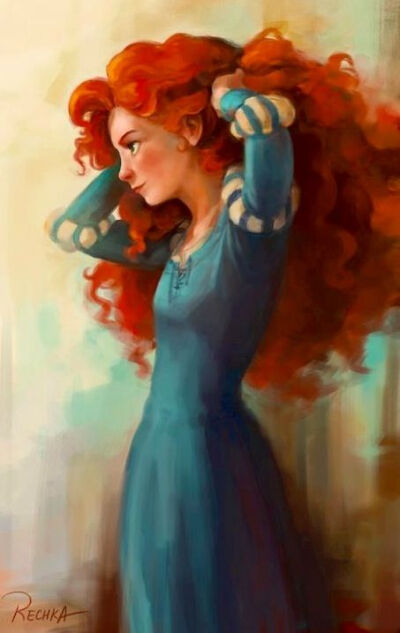 Brave's Merida cartoon illustration via www.Facebook.com/DisneylandForMisfits