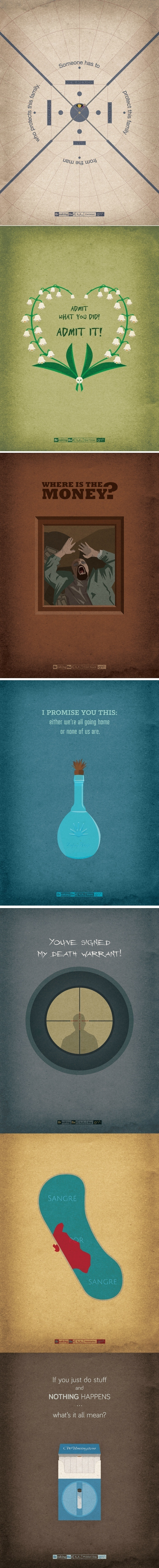 设计师用5个月时间设计的62张 “绝命毒师” 每一集的极简说明海报。‖ 来自：匈牙利布达佩斯设计师 Zsolt Molnár