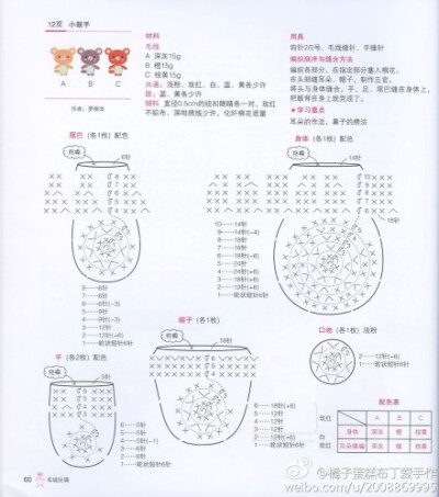 #布丁的分享 钩针 玩偶 图解 三只小熊#最爱吃轻松熊的雪糕@Sasa手工 @小裙手作坊 @良本手作 @森哶 @小裙手作坊 @胖森李阿呆