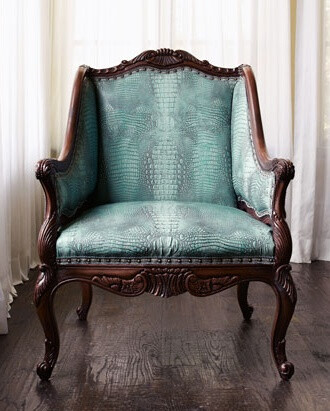 Turquoise chair.