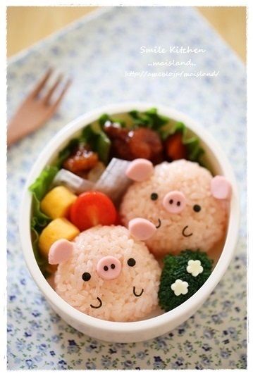 Pig onigiri bento 猪饭团