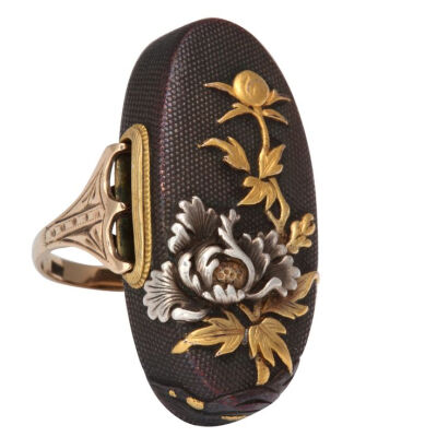 Japanese Shakudo Ring, 19th century.