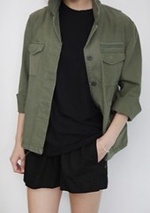 shesday女装预订 mini military jacket 卡其色短外套 AO111248