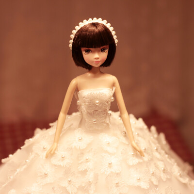 手工贴花浪漫可爱可儿婚纱芭比新娘中国娃娃情人节婚庆摆件礼品