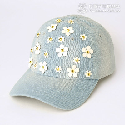 【花季】牛仔棒球帽鸭舌帽子小花朵韩版街舞帽休闲户外运动遮阳帽