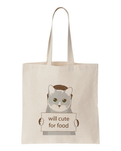 可爱猫咪寻食物图 小清新 帆布包 购物环保袋