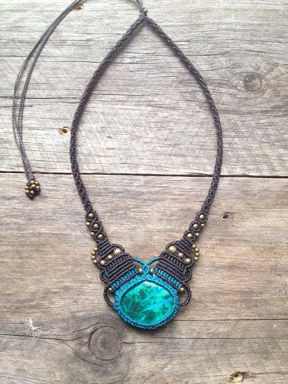 Micro macrame necklace Oval Stone - Custom order - boho jewelry micro-macrame necklace tribal