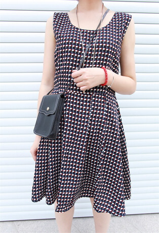 so what 韩国订单 波普图案显瘦高腰 无袖连衣裙