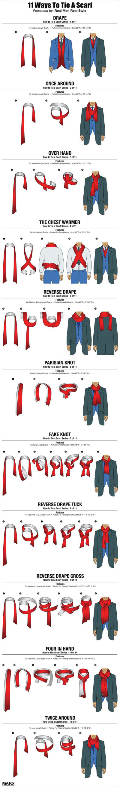 11 ways to tie a scarf for men