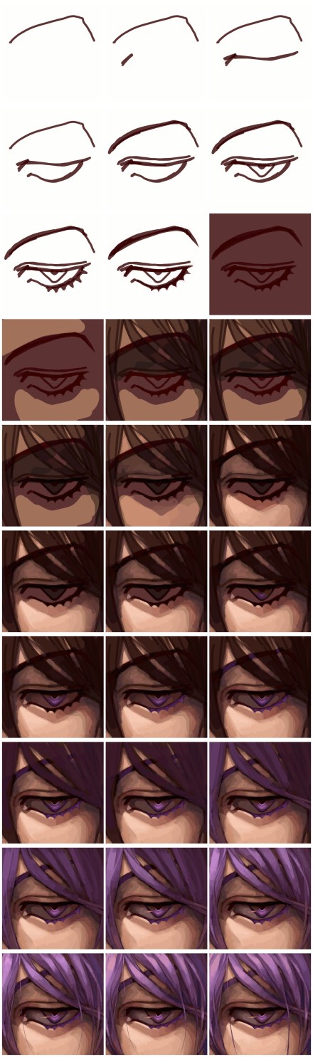 眼睛的绘制过程(部分头发,皮肤)3,4p为动态图,5,6p为所有过程.