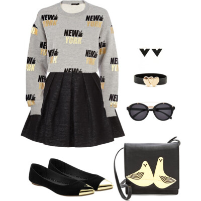 A fashion look from February 2014 featuring River Island sweatshirts, Orla Kiely skirts and Old Navy flats. Browse and shop related looks.