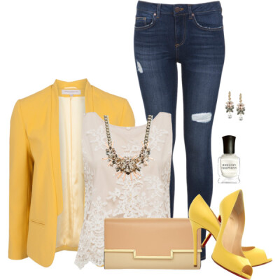 A fashion look from March 2014 featuring Alice + Olivia tops, French Connection blazers and Miss Selfridge jeans. Browse and shop related looks.