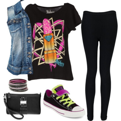 A fashion look from December 2013 featuring Circle Of Trust vests, Boohoo leggings and Converse sneakers. Browse and shop related looks.