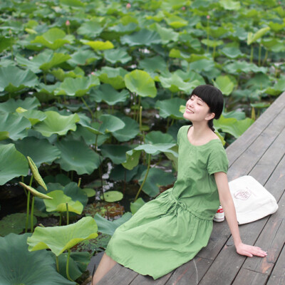 花开半夏。日单 森林系森女 复古文艺范 棉麻连衣裙。特！