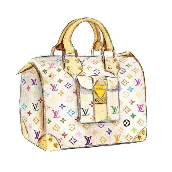 Louis Vuitton, Watercolor Illustration Print, Multi Color Handbag, Art Print. $10,00, via Etsy.
