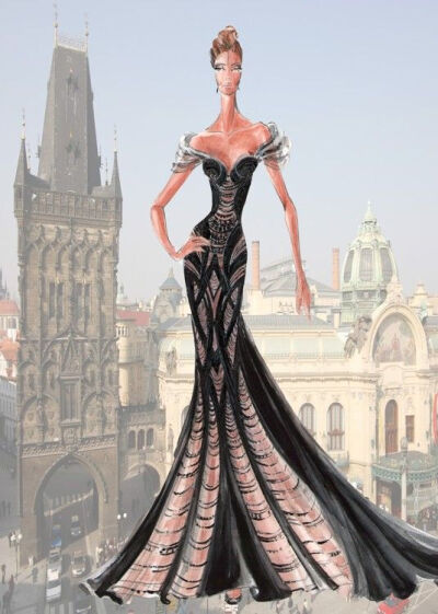 Blanka Matragi--Czech designer--backdrop is the Powder Tower