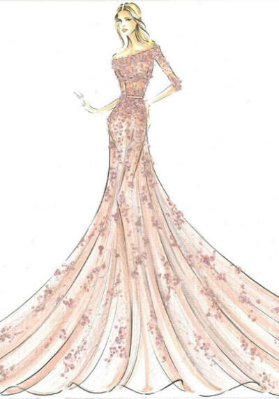 #Elie Saab Fashion Illustrations. Recreation of Disney princess Aurora, from sleeping beauty.