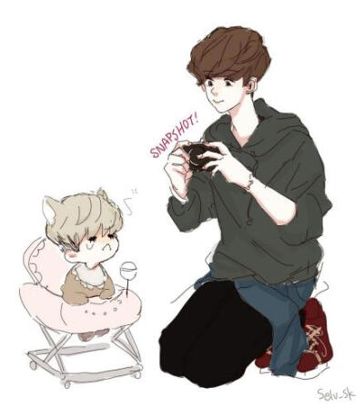 【fanart】#勋鹿##鹿勋#【呀宝贝哭了 快录下来】cr：selu_sk