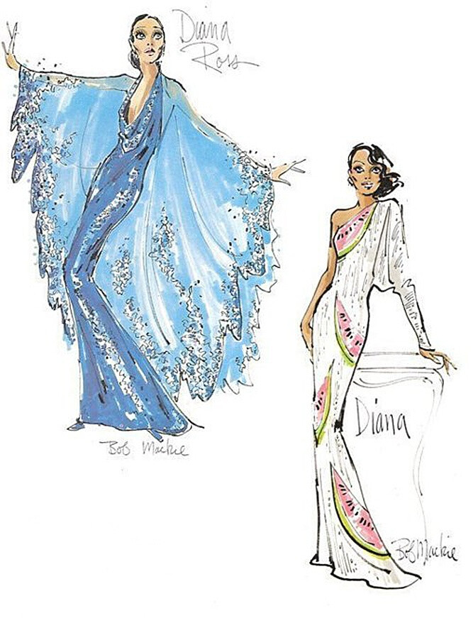 Bob Mackie sketches for Diana Ross